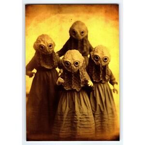 4x6 Halloween Photo Children in Vintage Monster Costumes Glossy Paper